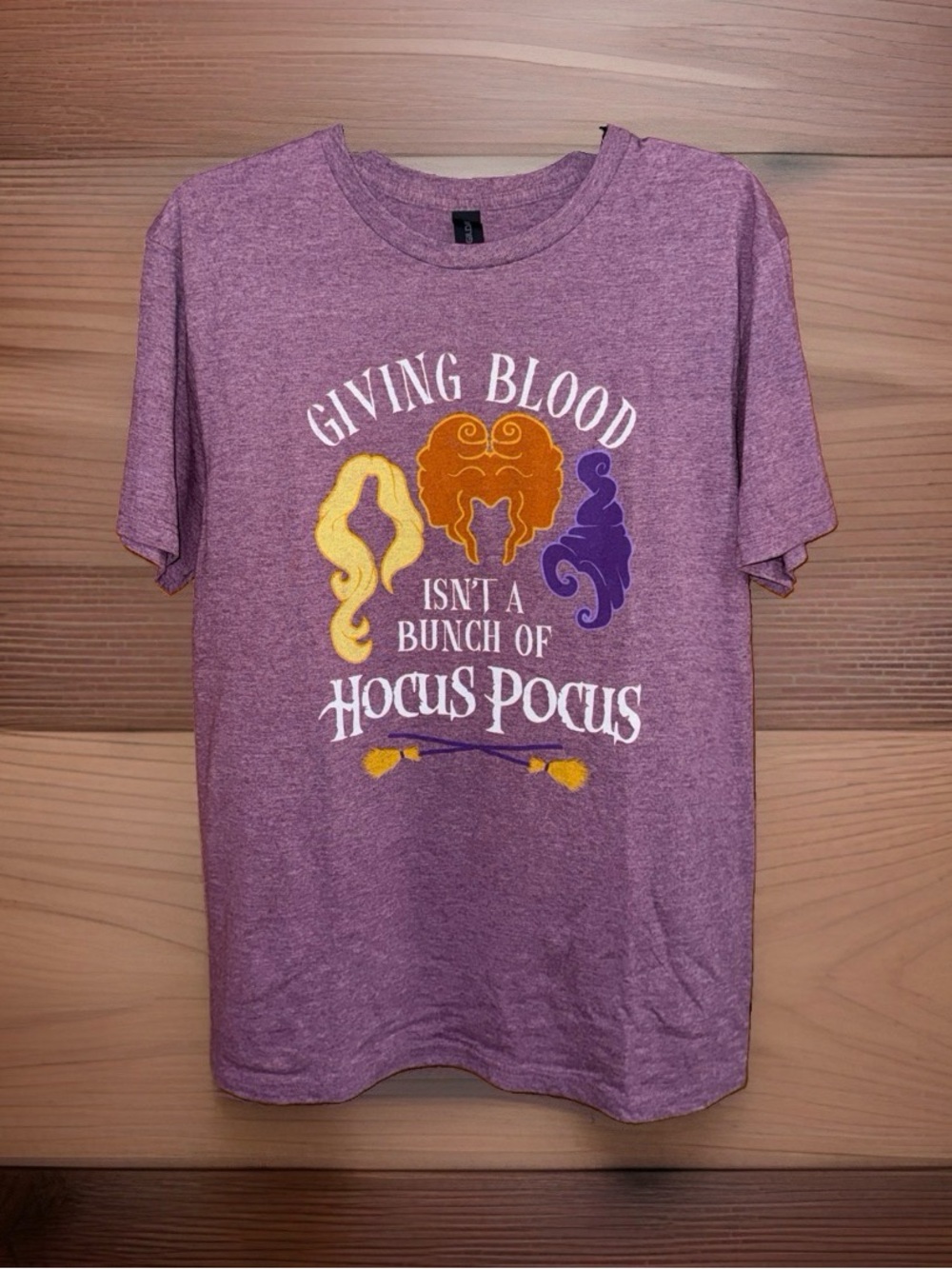 Gildan Purple Hocus Pocus Graphic Tee w/Yellow & Orange Accents-M-EC